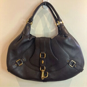 COLE HAAN Large Baguette Shaped With 3 Compartments Gold Hardware Shoulder  Bag